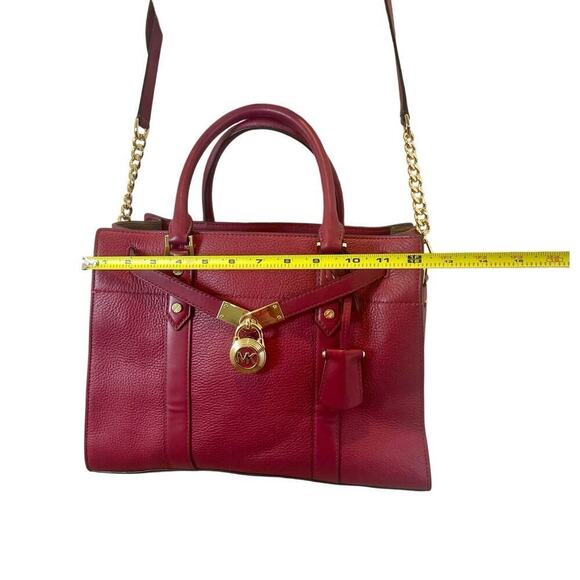 MICHAEL KORS NOUVEAU LARGE SATCHEL BAG PADLOCK KEY CROSSBODY BERRY VERSATILE - Picture 4 of 16